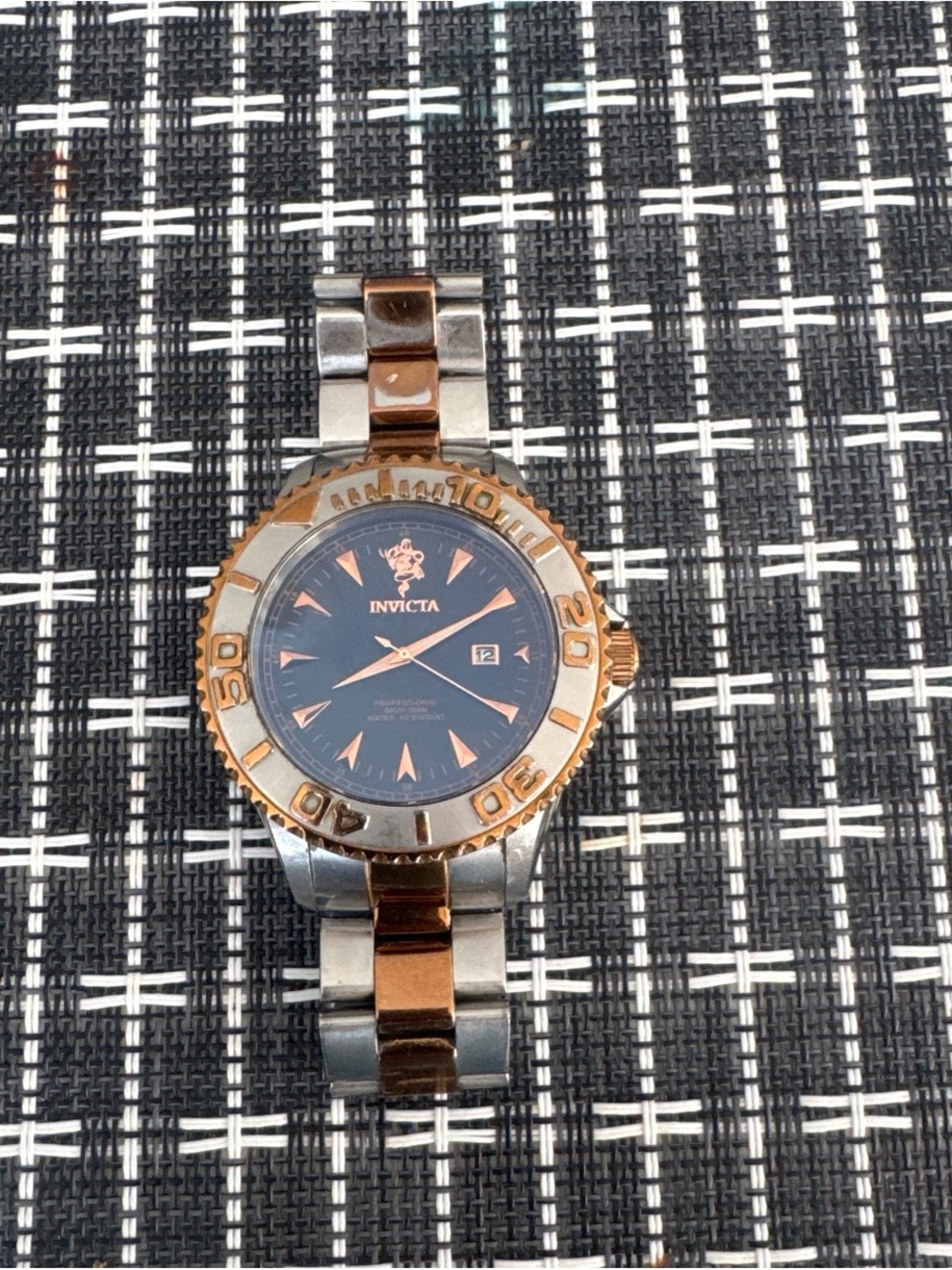 Invicta Men’s Two-Tone Silver and Rose Gold Bracelet Watch with Black Dial